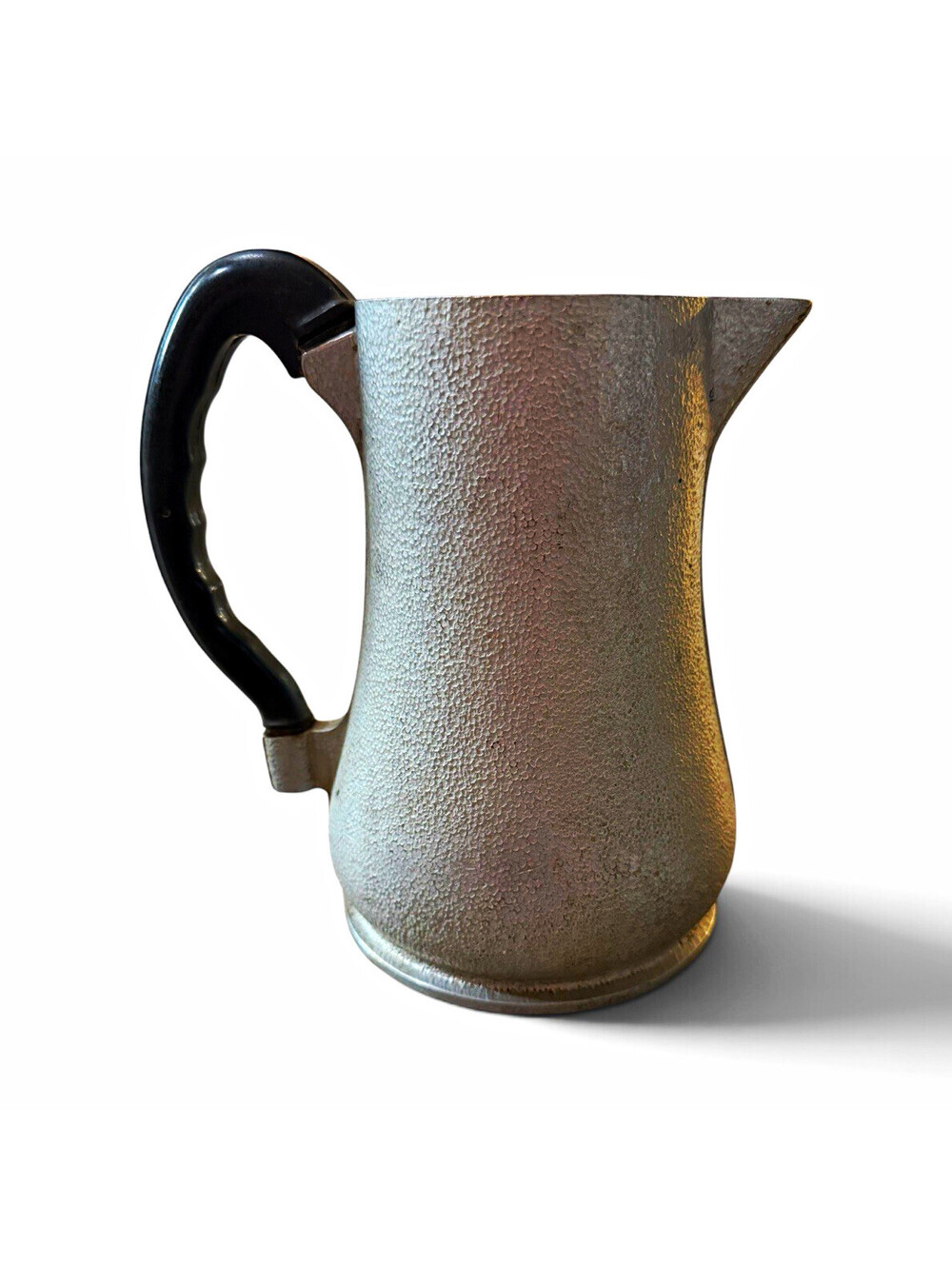 Guardian Service Hammered Aluminum Pitcher 1 pt Silver w/ Black Handle 1900-1919
